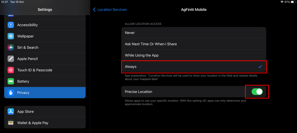 Location Settings on iOS 14 and newer devices