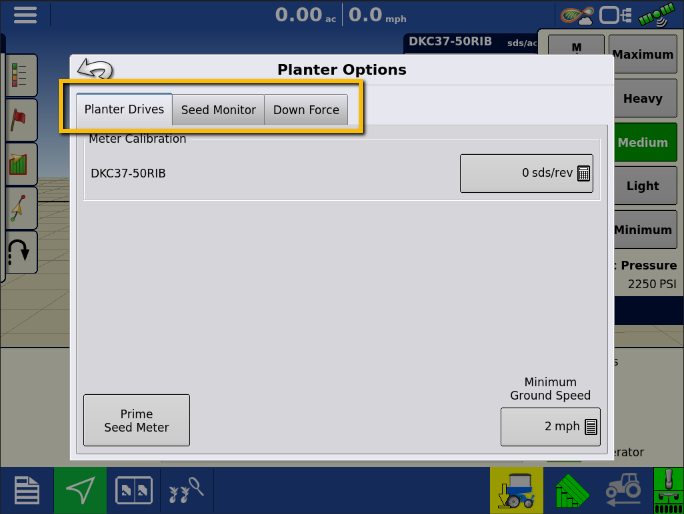 InCommand® - Planter Options Menu