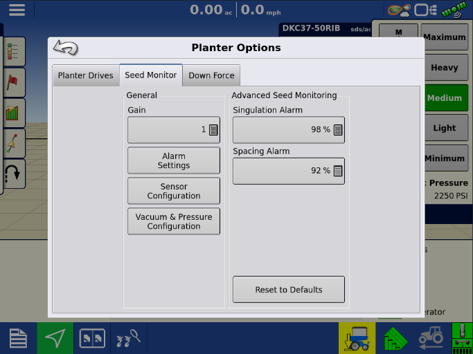 InCommand® - Planter Options Menu
